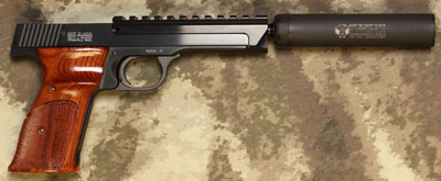 S&W Model 41 with Threaded Barrel and Silencerco Sparrow Silencer